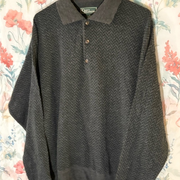 Vintage Croft & Barrow Dark Gray Long Sleeve Polo Shirt - Picture 2 of 9